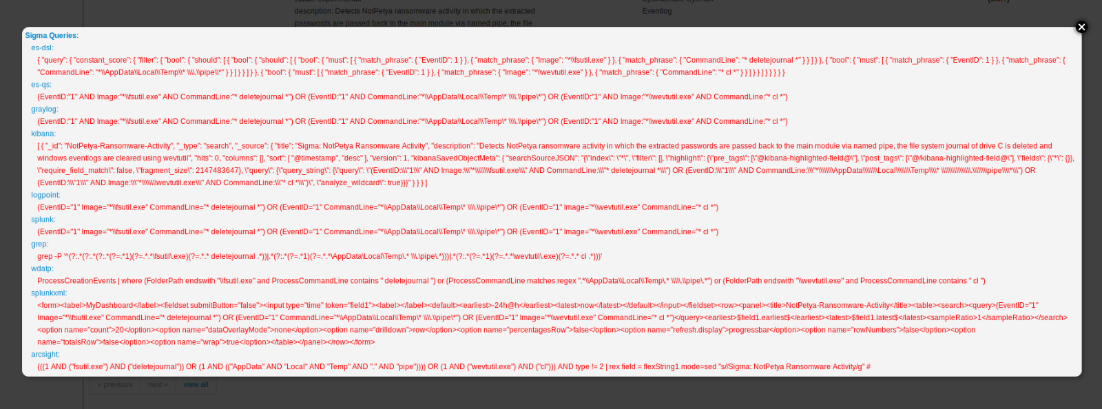 A sigma export to SIEM rules via the misp-modules export